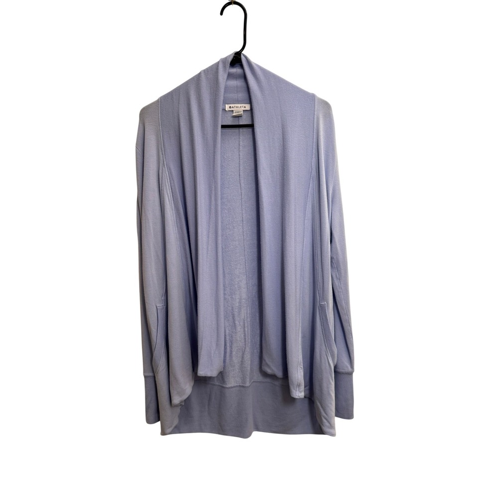 Athleta Pranayama Wrap Cardigan Light Blue Lavender Soft Modal Thumbhole Small